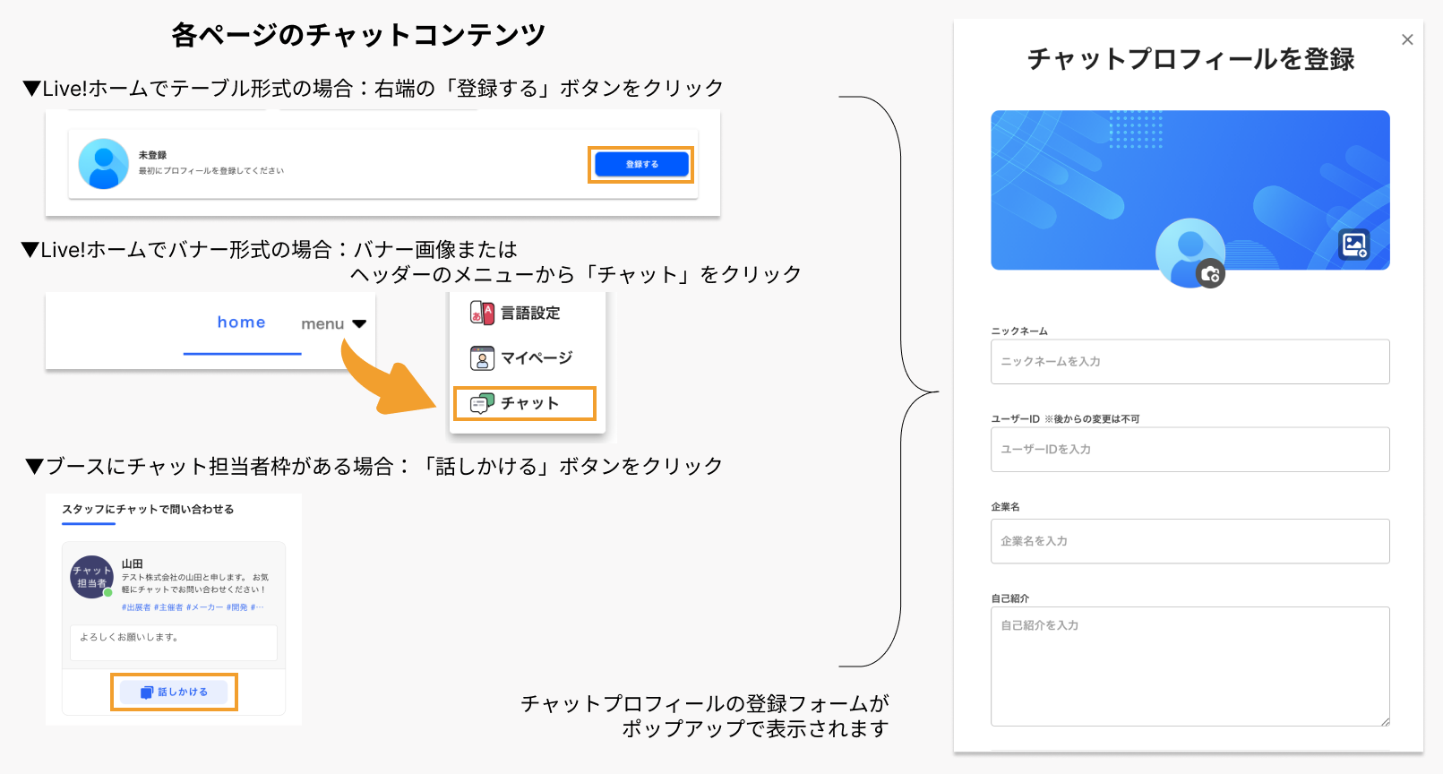 ちゃ*プロフィールオーダーページ チャットプロフィールを登録・編集する（参加者向け） – eventos